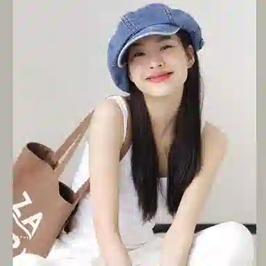 撞青春 复古画家帽薄款大头围八角帽蓝色帽子  牛仔布 贝雷帽 男女同款情侣款