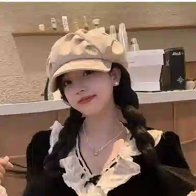 撞青春 云朵褶皱包八角素颜短檐 腈纶 贝雷帽 女款