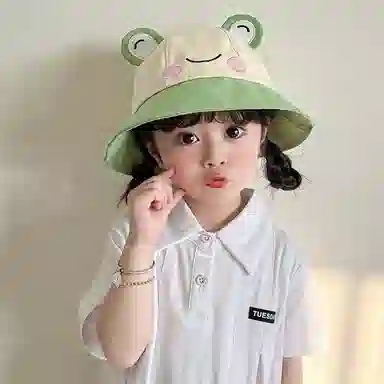 撞青春 宝宝防晒太阳大檐遮阳帽卡通可爱 棉 渔夫帽 儿童款