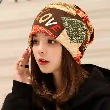 撞青春 帽子套头堆堆帽孕产妇包头巾月子睡帽防风帽 涤纶 保暖帽 女款