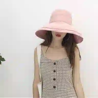 撞青春 大檐遮脸太阳帽户外出游盆帽夏天防晒 桃皮绒 渔夫帽 女款