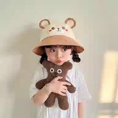 撞青春 宝宝防晒太阳大檐遮阳帽卡通可爱 棉 渔夫帽 儿童款