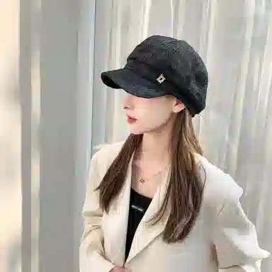 撞青春 镂空蕾丝八角帽百搭透气出游遮阳鸭舌帽子 腈纶 贝雷帽 女款