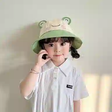 撞青春 宝宝防晒太阳大檐遮阳帽卡通可爱 棉 渔夫帽 儿童款