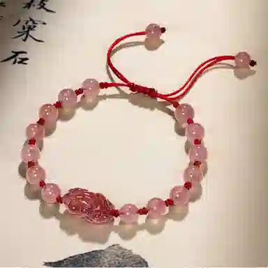 泡泡贝 新中式大气招财纳福创意独特吞金兽轻奢优雅霸气单圈宫廷风抽拉编织绳 黑曜石 玉石手链 男女同款情侣款