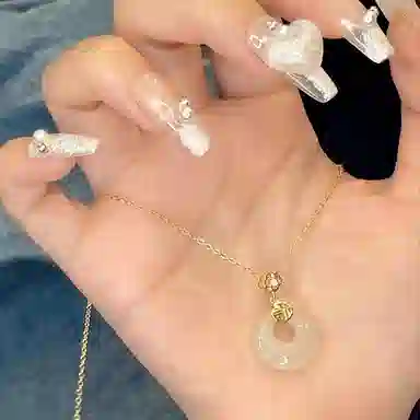 泡泡贝 福字如意平安扣平安锁新中式国潮设计感轻奢风气质锁骨链高级 琉璃 玉石项链 女款