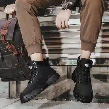 皮革 街头潮流英伦风多用途户外休闲 及踝 马丁靴 男款