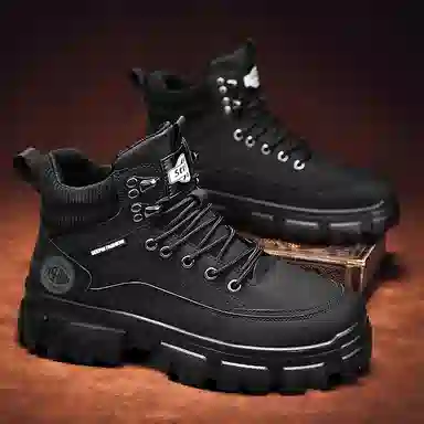 皮革 街头潮流英伦风多用途户外休闲 及踝 马丁靴 男款