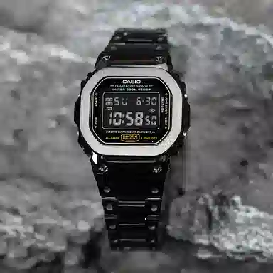 CASIO DW-5600E-1 Black Reverse Display Steel Band