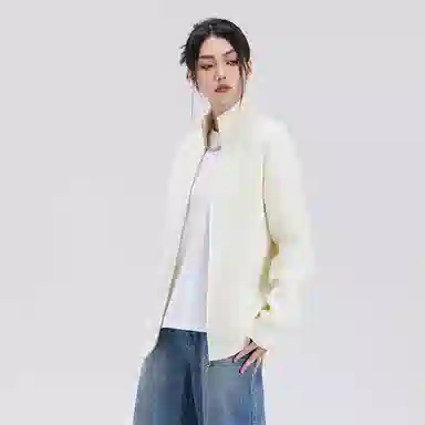 悍戈 美式复古纯色慵懒休闲双拉链立领开衫针织衫 男款