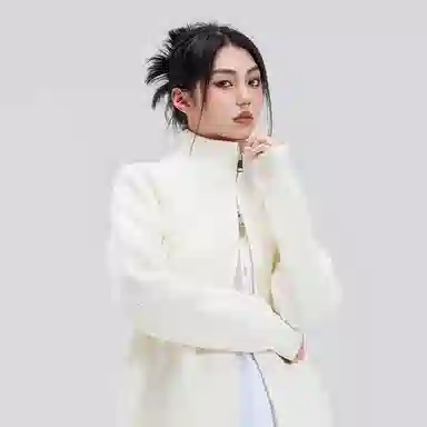 悍戈 美式复古纯色慵懒休闲双拉链立领开衫针织衫 男款