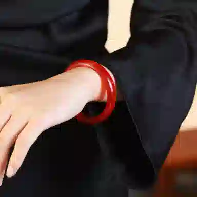 镯瑾 新中式国潮 轻奢高级感小众设计招财纳福复古汉服一步一响古风精致素雅气质 玻璃猫眼 玉石手镯 女款