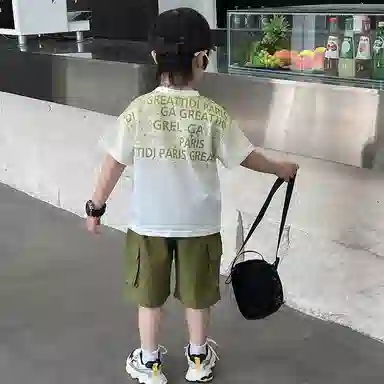 木木屋休闲运动套装 潮流时尚字母圆领亲肤舒适透气 中小童