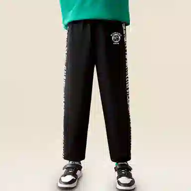 木木屋 柔软舒适时尚百搭字母印花运动休闲裤 青少年 黑色