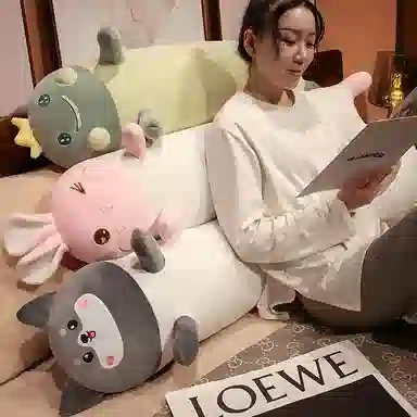 狐狸仙 卡通动物长条抱枕哈士奇 软萌猫咪 玩偶 毛绒公仔