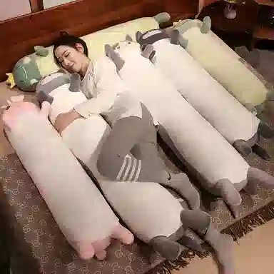 狐狸仙 卡通动物长条抱枕哈士奇 软萌猫咪 玩偶 毛绒公仔