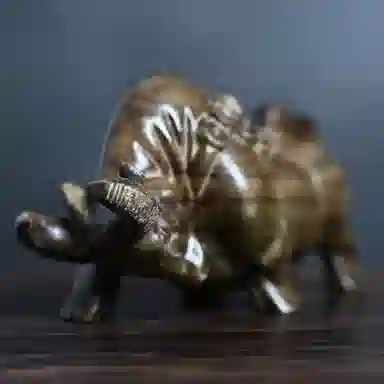 泽艺缘 乌木金丝楠木雕刻牛气冲天文玩汽车挂件木质小摆件 阴沉木 把件 男女同款情侣款