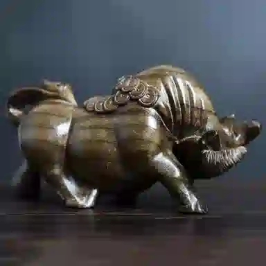 泽艺缘 乌木金丝楠木雕刻牛气冲天文玩汽车挂件木质小摆件 阴沉木 把件 男女同款情侣款