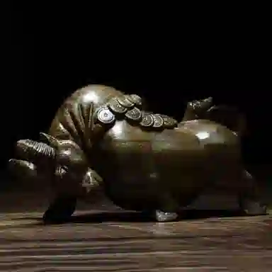 泽艺缘 乌木金丝楠木雕刻牛气冲天文玩汽车挂件木质小摆件 阴沉木 把件 男女同款情侣款