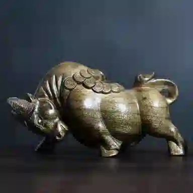 泽艺缘 乌木金丝楠木雕刻牛气冲天文玩汽车挂件木质小摆件 阴沉木 把件 男女同款情侣款