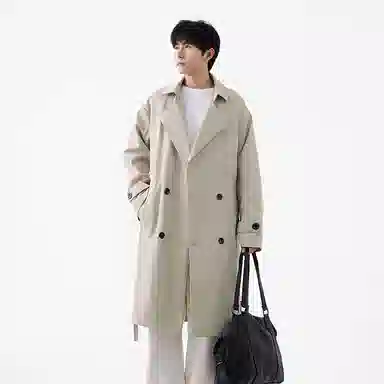 融合韩系与美式风格的纯色基础款宽松保暖百搭外套风衣 男女同款