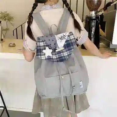 蔻蒂熊 高颜值时尚高中生书包女孩外出休闲旅行小背包初中生出游包大学生斜挎包 尼龙布 双肩包 常规 灰色/黑色