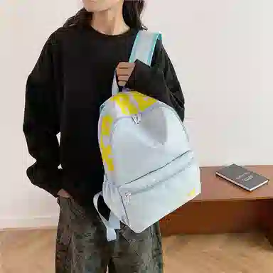 蔻蒂熊 潮流时尚包包小众简约少女书包高颜值女生旅行包高中大学生背包 尼龙布 双肩包 常规 青少年 白色/黄色/蓝色