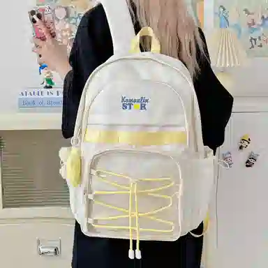 蔻蒂熊 甜美少女书包学院风高中初中生大容量中学生宝藏背包女高颜值小清新 涤纶 双肩包 常规 青少年 白色/黑色/黄色/蓝色