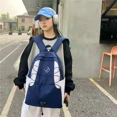 蔻蒂熊 书包百搭女小清新高颜值大容量个性设计拼色 涤纶 双肩包 常规 青少年 黑色/绿色/蓝色/棕色