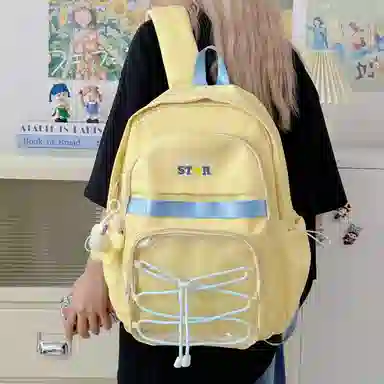 蔻蒂熊 甜美少女书包学院风高中初中生大容量中学生宝藏背包女高颜值小清新 涤纶 双肩包 常规 青少年 白色/黑色/黄色/蓝色