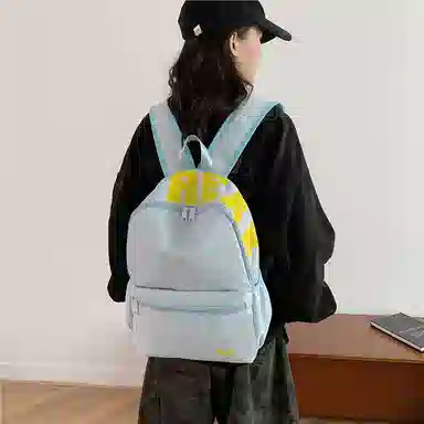 蔻蒂熊 潮流时尚包包小众简约少女书包高颜值女生旅行包高中大学生背包 尼龙布 双肩包 常规 青少年 白色/黄色/蓝色