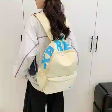 蔻蒂熊 潮流时尚包包小众简约少女书包高颜值女生旅行包高中大学生背包 尼龙布 双肩包 常规 青少年 白色/黄色/蓝色