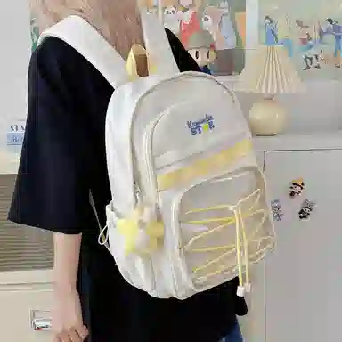 蔻蒂熊 甜美少女书包学院风高中初中生大容量中学生宝藏背包女高颜值小清新 涤纶 双肩包 常规 青少年 白色/黑色/黄色/蓝色