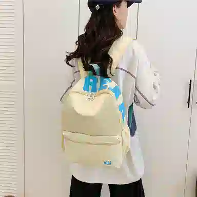 蔻蒂熊 潮流时尚包包小众简约少女书包高颜值女生旅行包高中大学生背包 尼龙布 双肩包 常规 青少年 白色/黄色/蓝色