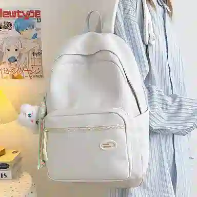 蔻蒂熊 高颜值学院风背包休闲简约轻便通勤时尚百搭大容量 涤纶 双肩包 常规 青少年 绿色 / 紫色/ 黑色/黄色/蓝色/浅灰色