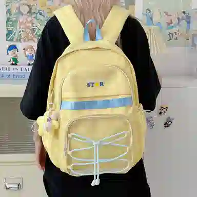 蔻蒂熊 甜美少女书包学院风高中初中生大容量中学生宝藏背包女高颜值小清新 涤纶 双肩包 常规 青少年 白色/黑色/黄色/蓝色