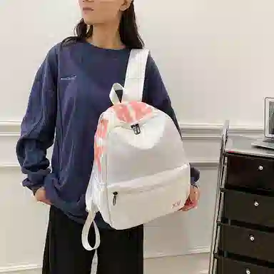 蔻蒂熊 潮流时尚包包小众简约少女书包高颜值女生旅行包高中大学生背包 尼龙布 双肩包 常规 青少年 白色/黄色/蓝色