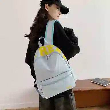 蔻蒂熊 潮流时尚包包小众简约少女书包高颜值女生旅行包高中大学生背包 尼龙布 双肩包 常规 青少年 白色/黄色/蓝色