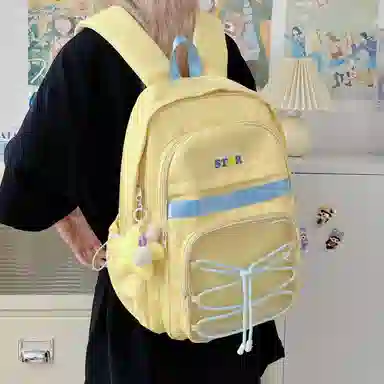 蔻蒂熊 甜美少女书包学院风高中初中生大容量中学生宝藏背包女高颜值小清新 涤纶 双肩包 常规 青少年 白色/黑色/黄色/蓝色