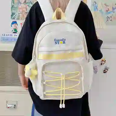 蔻蒂熊 甜美少女书包学院风高中初中生大容量中学生宝藏背包女高颜值小清新 涤纶 双肩包 常规 青少年 白色/黑色/黄色/蓝色
