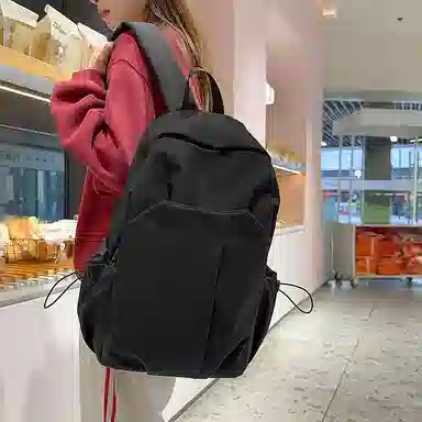 蔻蒂熊 简约纯色电脑背包大学高中书包森系校园帆布男女百搭轻便实用 涤纶 双肩包 常规 青少年 白色/灰色/黑色/红色