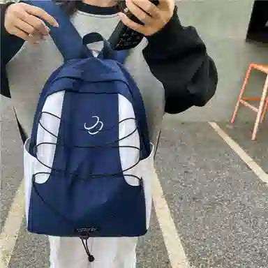 蔻蒂熊 书包百搭女小清新高颜值大容量个性设计拼色 涤纶 双肩包 常规 青少年 黑色/绿色/蓝色/棕色