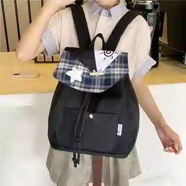 蔻蒂熊 高颜值时尚高中生书包女孩外出休闲旅行小背包初中生出游包大学生斜挎包 尼龙布 双肩包 常规 灰色/黑色