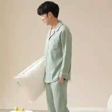 莫代尔 抗菌微弹轻盈柔软耐磨亲肤细腻舒适吸湿排汗睡衣套装 男 灰青色