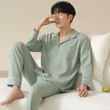 莫代尔 抗菌微弹轻盈柔软耐磨亲肤细腻舒适吸湿排汗睡衣套装 男 灰青色