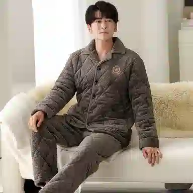 莫代尔 细腻舒适简约蓄热保暖亲肤储温家居服长袖长裤睡衣套装 男款 橄榄棕色