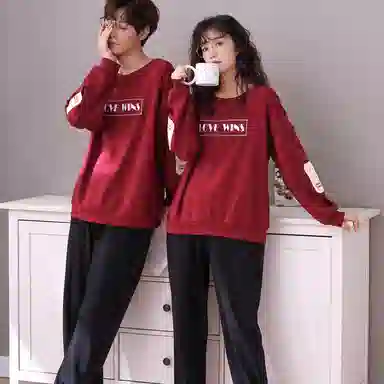 莫代尔 纯棉透气不闷亲肤舒适时尚套头圆领家居服可外穿睡衣套装 男女同款