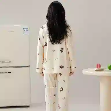 莫代尔 轻盈透气简约微弹亲肤长袖长裤可外穿居家服睡衣套装 女款 杏色