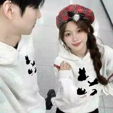 莫代尔 舒适亲肤潮流卡通时尚印花简约休闲连帽长袖可外穿打底衣 男女同款