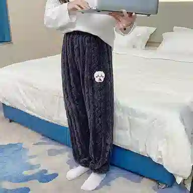 莫代尔 纯色时尚柔软亲肤保暖储温可外穿睡裤 女款 深灰色